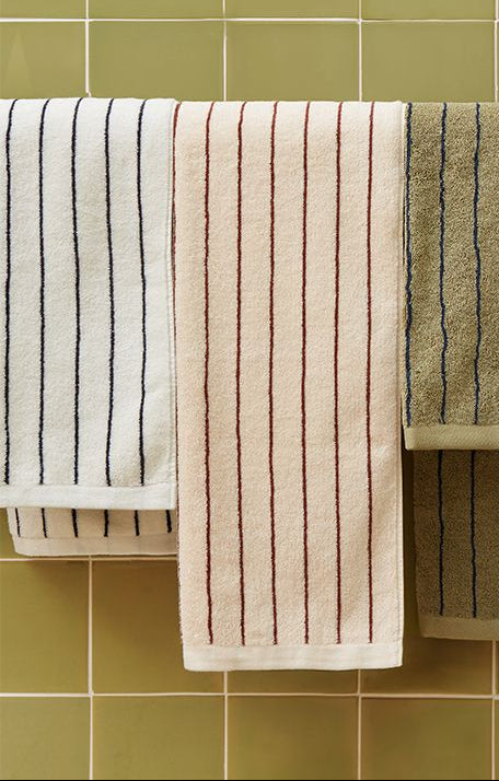 Serviette cheveux - Blanc rayé Noir