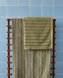 Serviette de bain - Vert rayé Bleu