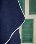 Hair Towel - Midnight Blue White Piping