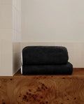 Serviette Bain - Noir Liseré Blanc