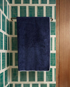 Bath Towel - Midnight Blue with White Piping