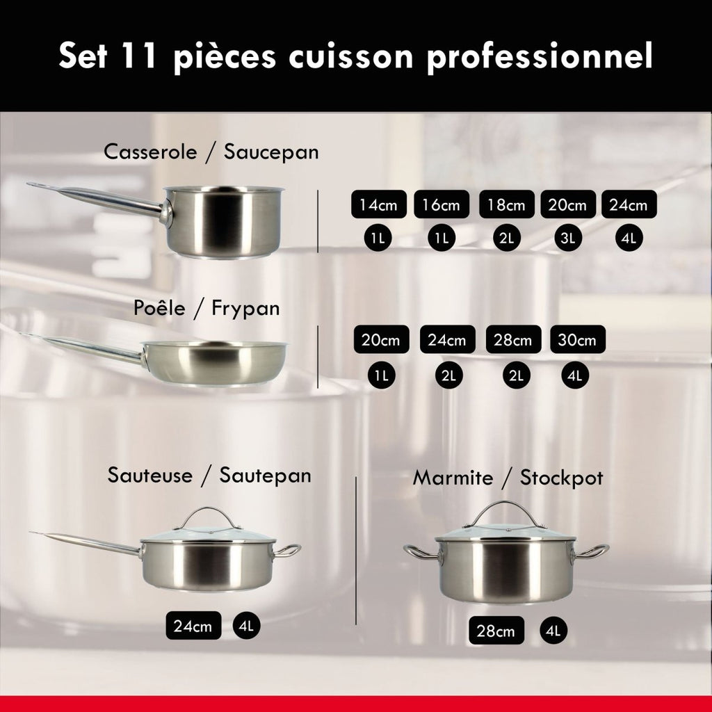 Professionnel - Set De 11 Pièces - Acier Inoxydable