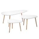 Set De 3 Tables Gigognes Blanc Et Bois - Blanc