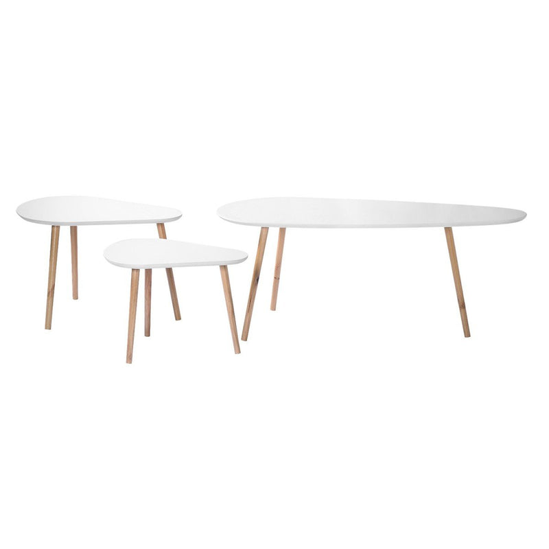 Set De 3 Tables Gigognes Blanc Et Bois - Blanc