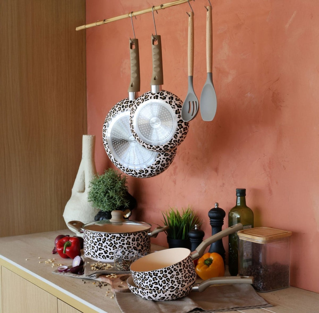 Léopard - Set De 5 Pièces - Aluminium Induction - Marron