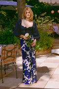 Printed Crêpe Maxi Skirt - Blue