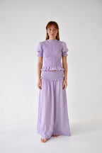 Lea Cuadros Gingham Skirt Lavender