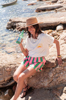 SHAÏNICE Fuchsia/Vert - Short Rayé