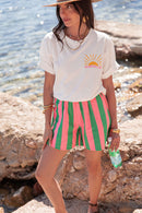 SHAÏNICE Fuchsia/Vert - Short Rayé