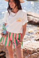 SHAÏNICE Fuchsia/Vert - Short Rayé
