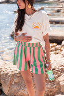 SHAÏNICE Fuchsia/Vert - Short Rayé