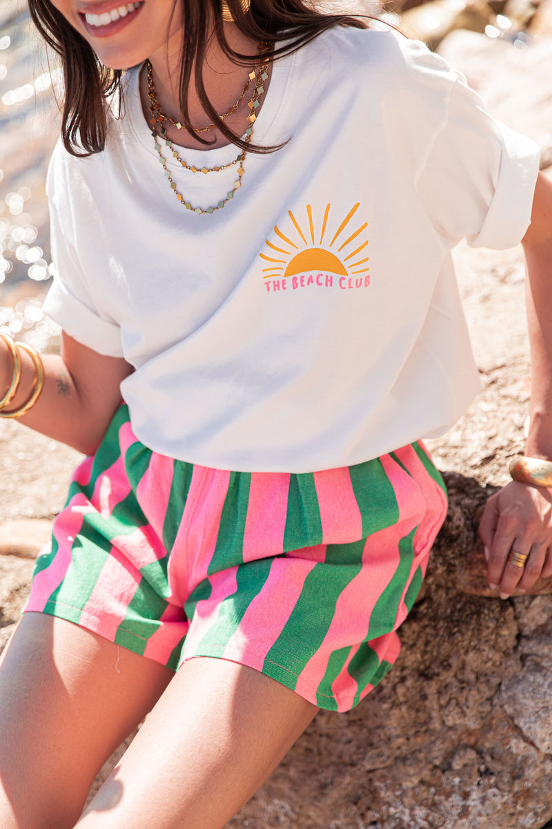SHAÏNICE Fuchsia/Vert - Short Rayé