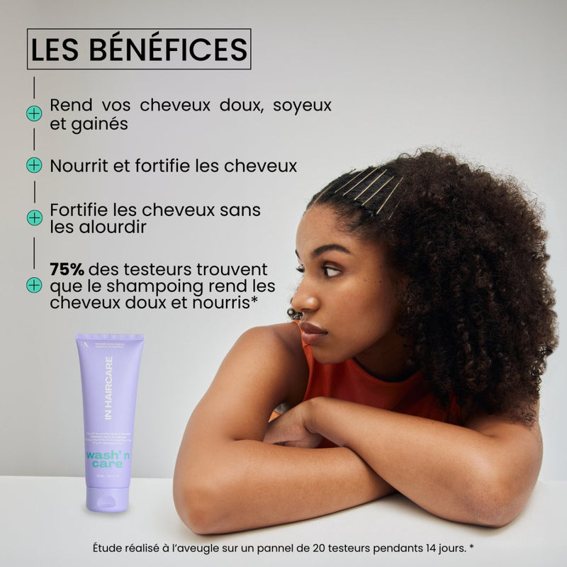 Shampoing doux : Wash n' care nourrit et fortifie - 250ml - In Haircare