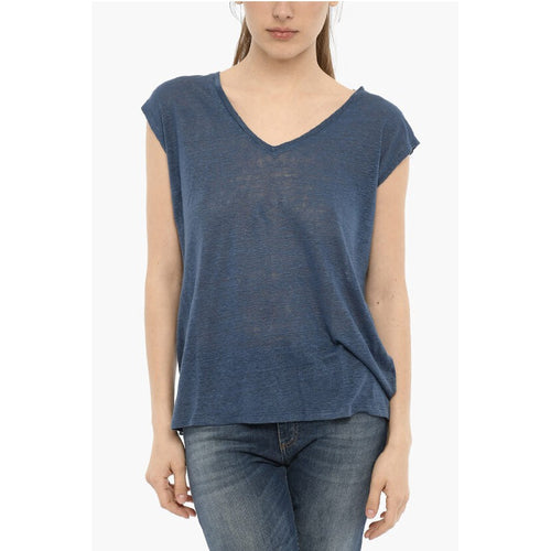 T-Shirt Sheer Linen With V-Neck