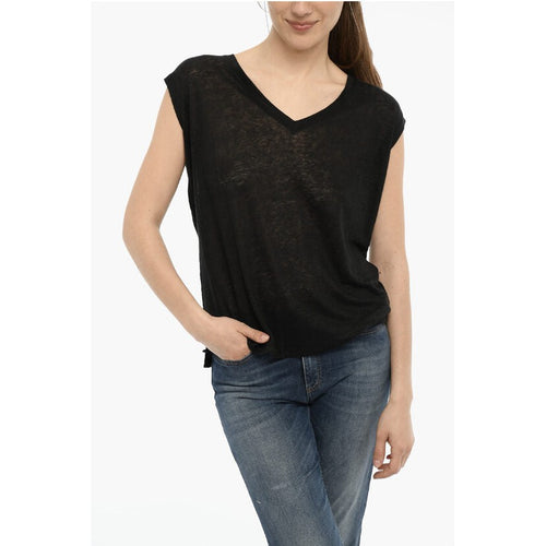 T-Shirt Sheer Linen With V-Neck