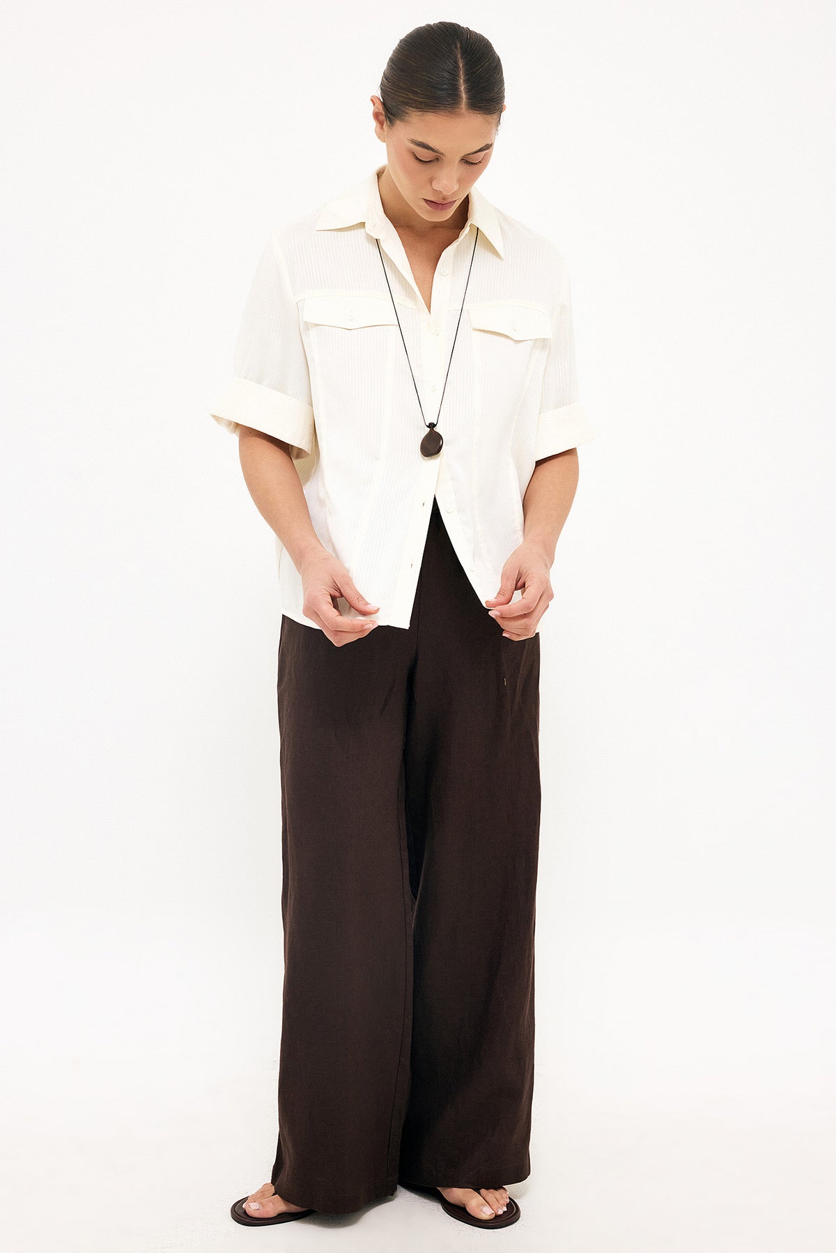 Sheer Pocket Detail Shirt - White