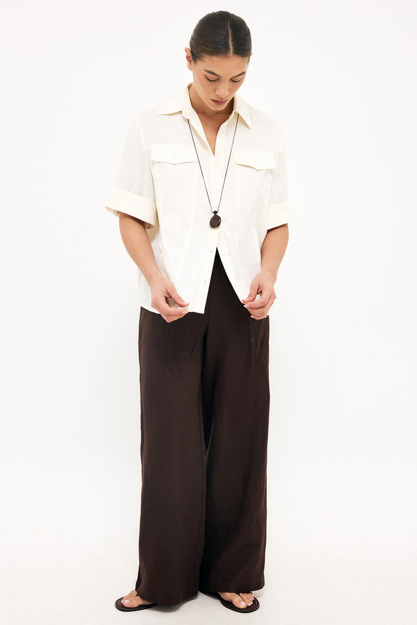 Camicia con dettaglio tasca trasparente - Bianco