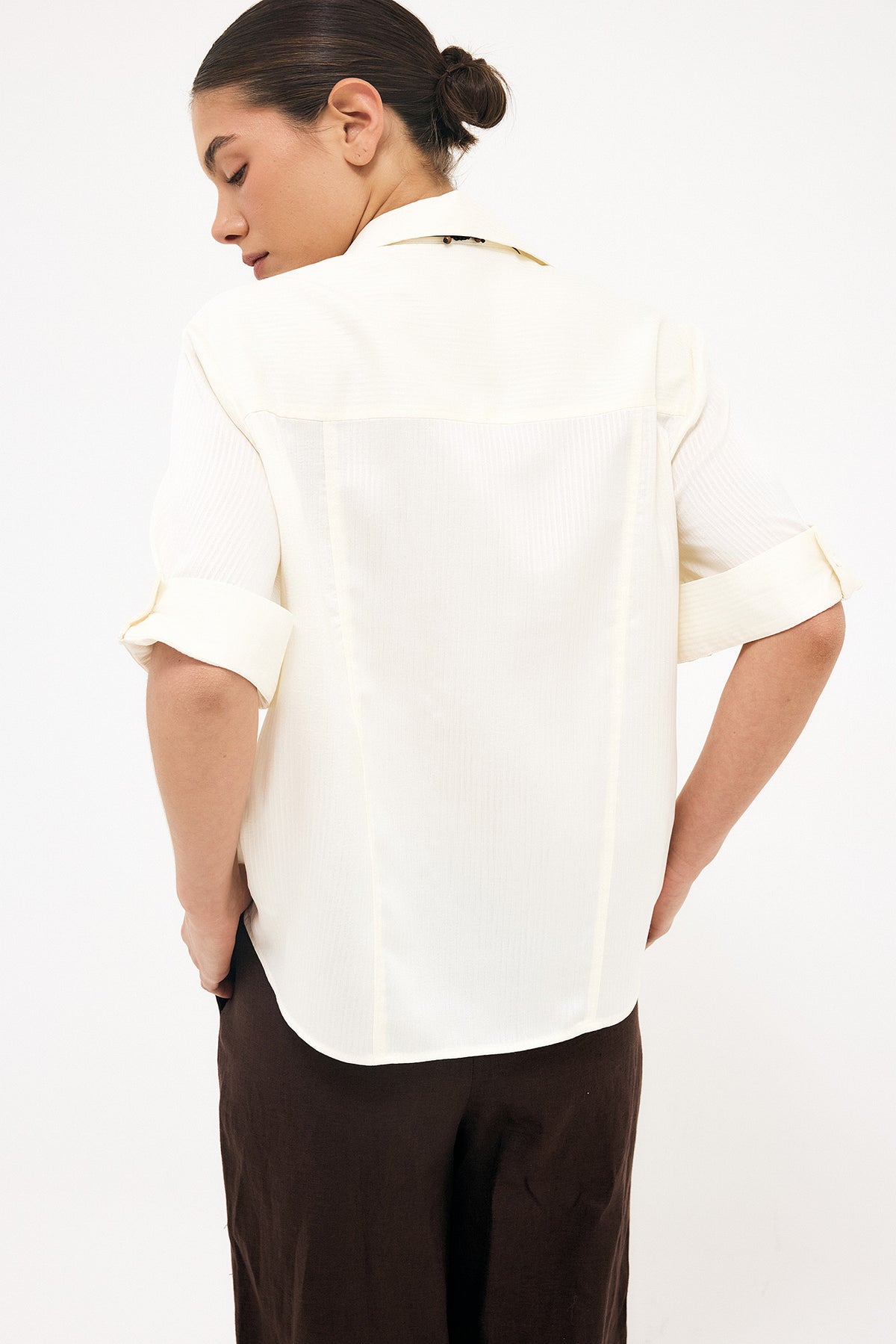 Sheer Pocket Detail Shirt - White