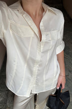 Sheer Pocket Detail Shirt - White