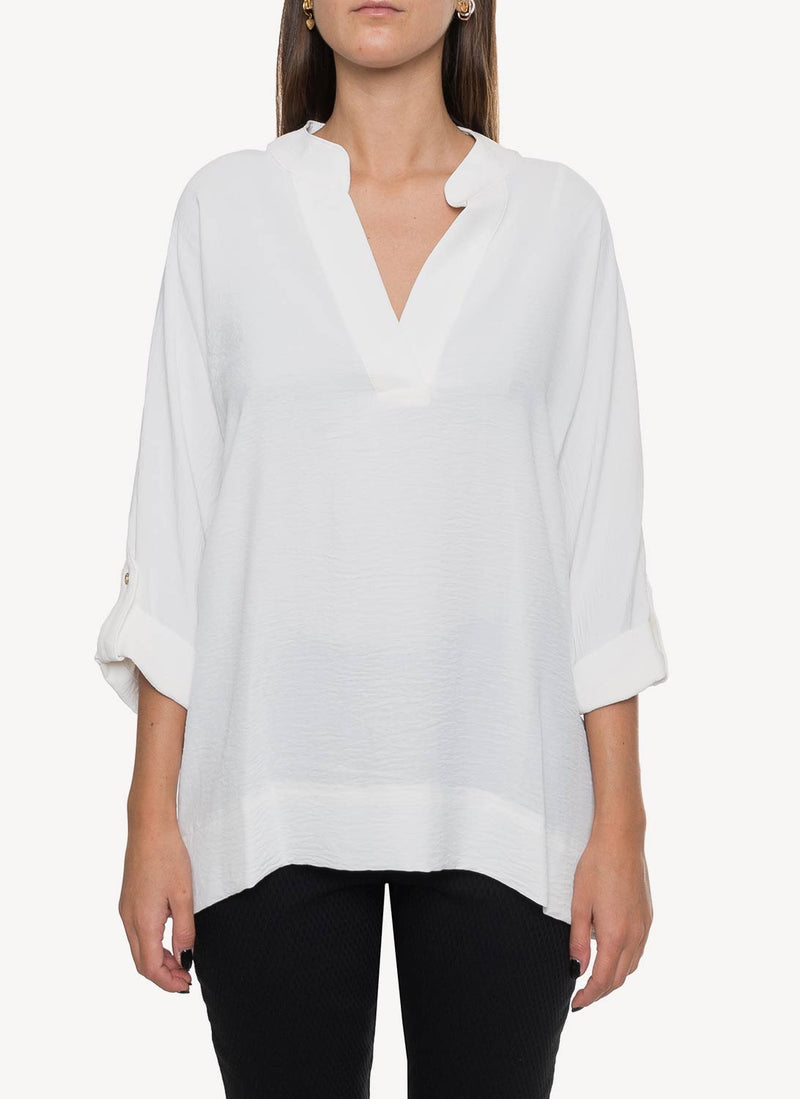 Calvin Klein - Top Manches Roulées - Soft White - Femme