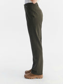 Pantalon Droit En Laine - Vert Foncé - Femme