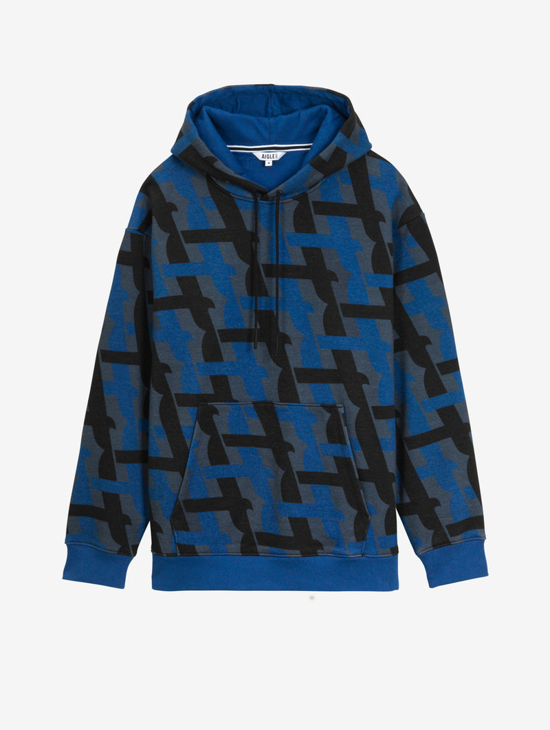 Sweat À Capuche - Bleu Et Gris - Homme