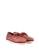 Chaussures Bateau En Nubuck - Rose Foncé - Femme