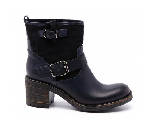 Boots Ann Tuil Kristy Biker - Cuir Nubuck Bleu