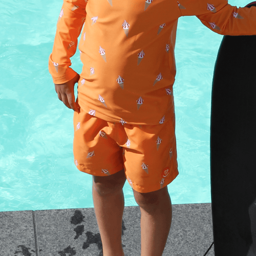 Children's Swim Shorts - Le Petit Crémeux Orange