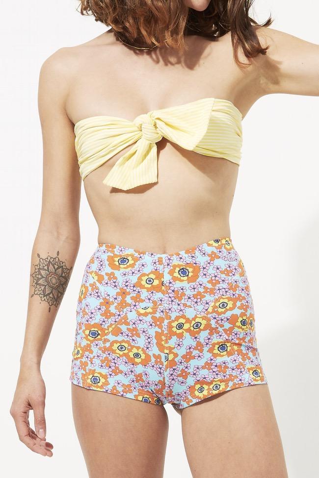Short De Bain Stone - Orange Flowers