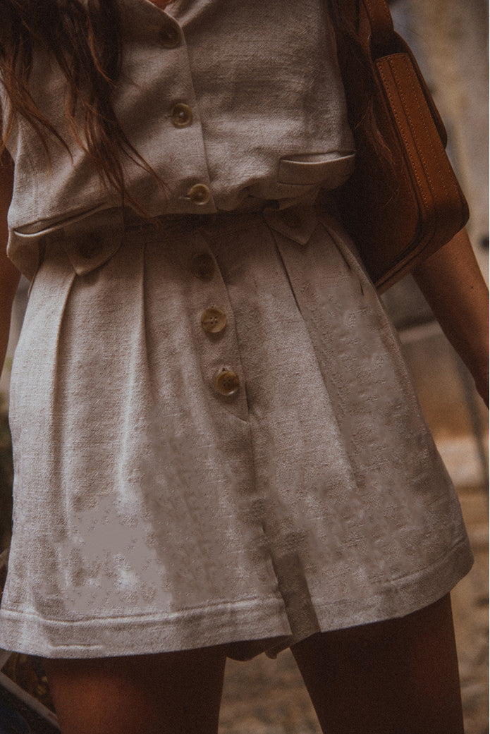 Short Francesco Lin Viscose Beige