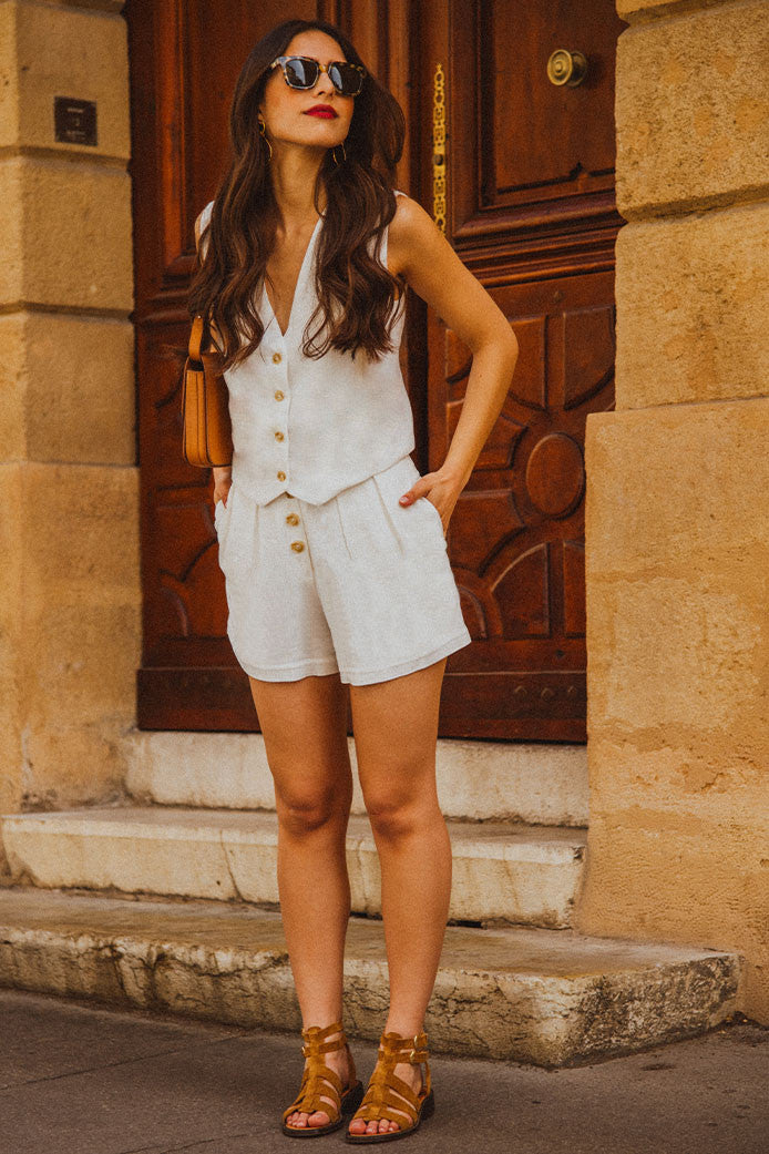 SHORT FRANCESCO LIN VISCOSA BLANCO
