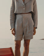 Gabriella Linen Shorts - Light Gray