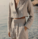 Shorts de lino Gabriella - Gris claro