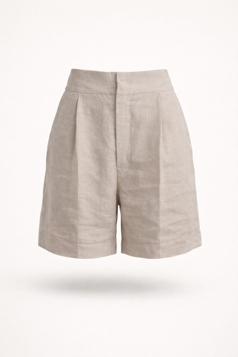 Shorts de lino Gabriella - Gris claro