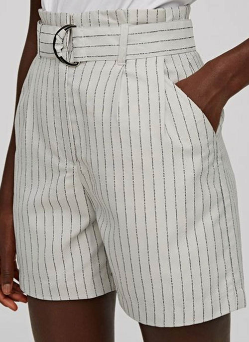 Karl Lagerfeld - Short À Rayures - Blanc Noir Pinstrip - Femme