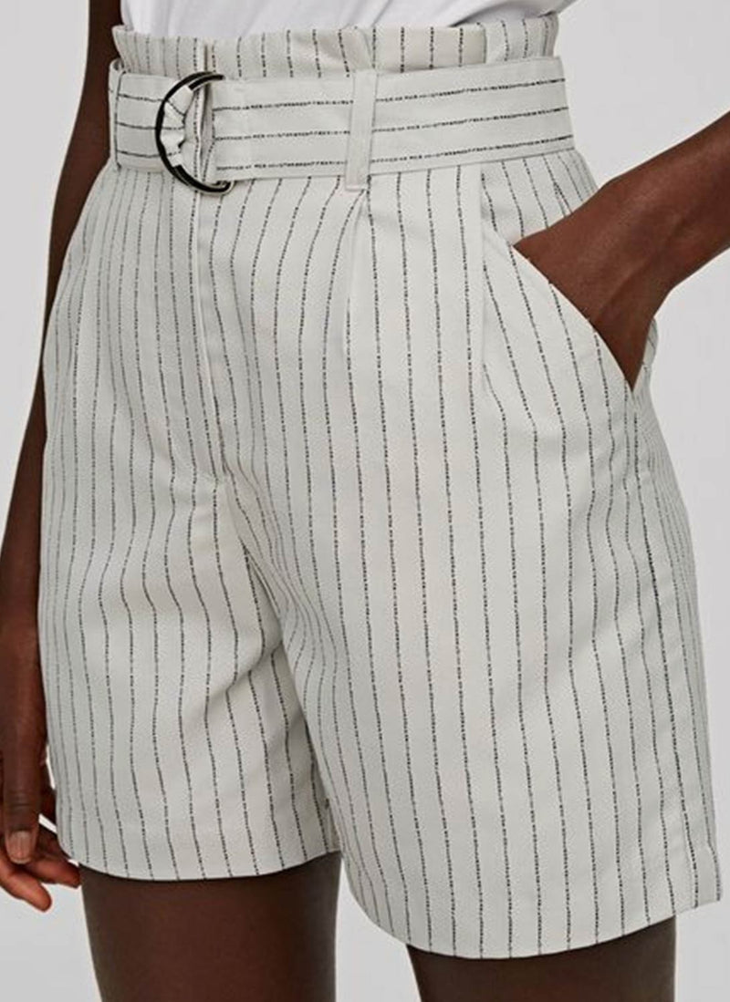 Karl Lagerfeld - Short À Rayures - Blanc Noir Pinstrip - Femme