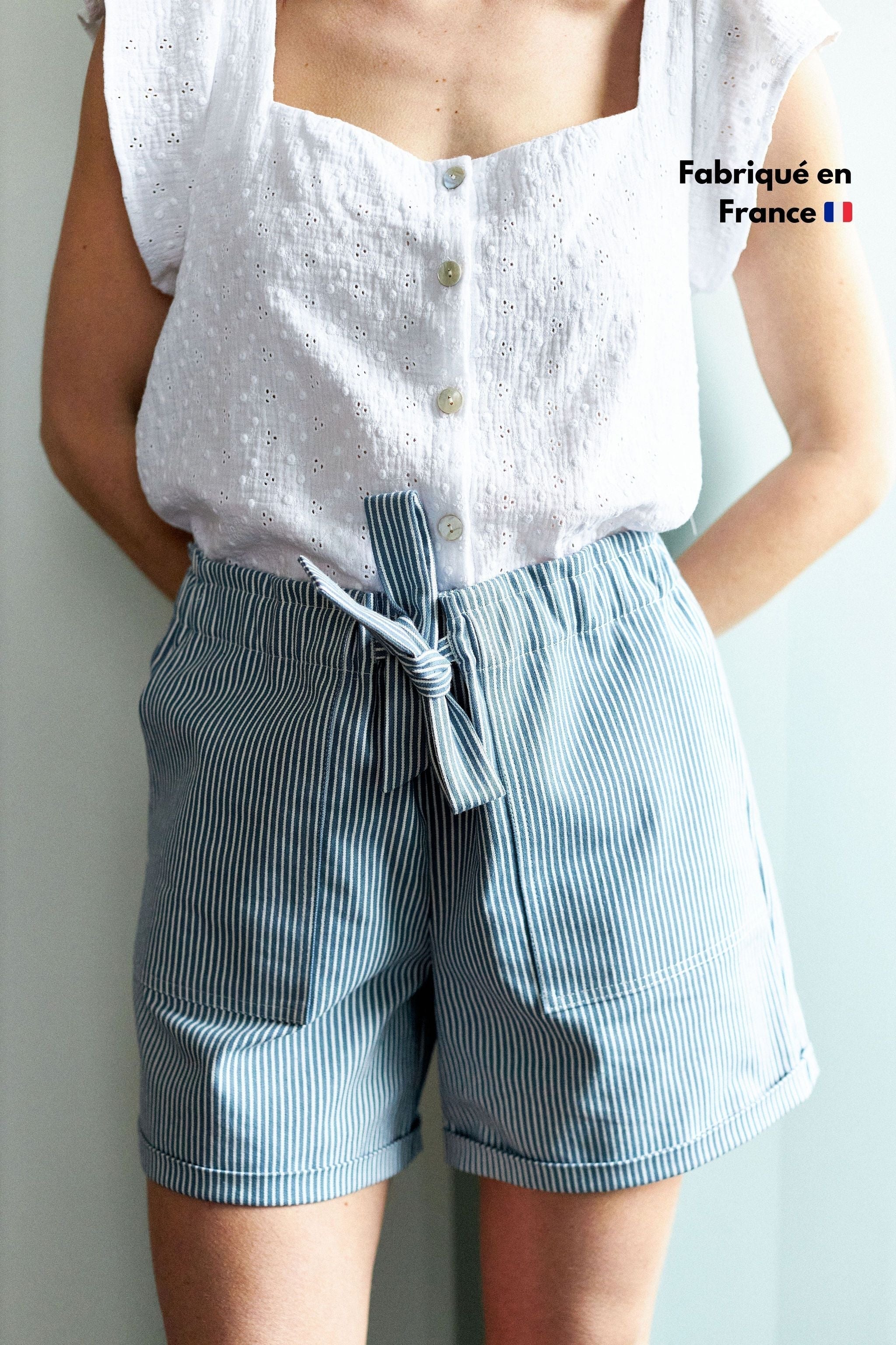 Short Sybille - Rayures Bleues Femme