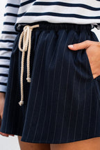 SÉLÈNE STRIPED NAVY SHORTS