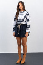 SÉLÈNE STRIPED NAVY SHORTS