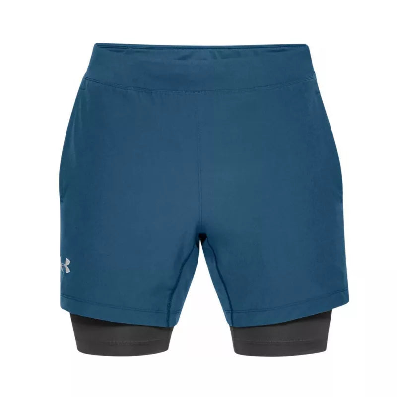 Short Under Armour 2-En-1 Qualifier Speedpocket - Bleu - Homme