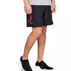 Woven Graphic Shorts - Black And Red - Men
