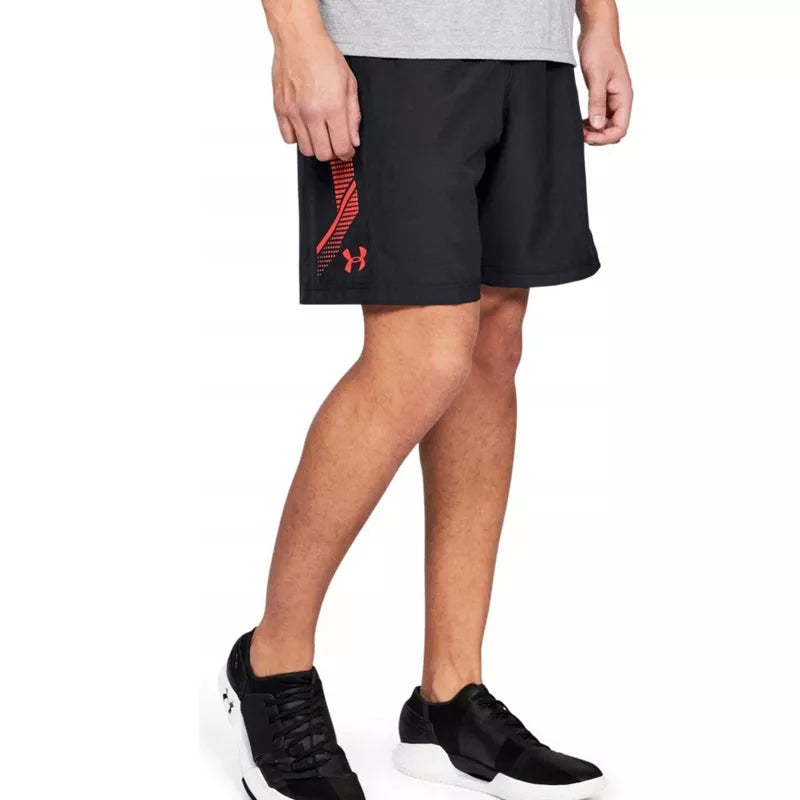 Woven Graphic Shorts - Black And Red - Men
