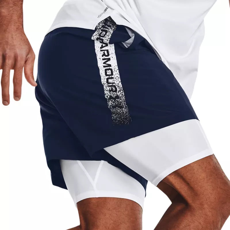 Woven Graphic Shorts - Blue - Men