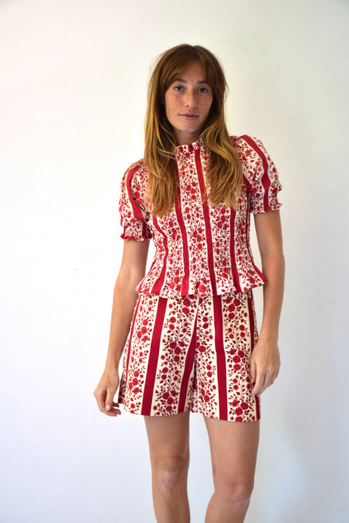 Short Gala Flores Rouge