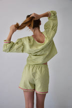 Marta Gingham Blouse Green