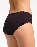 Shorty menstruel noir en dentelle