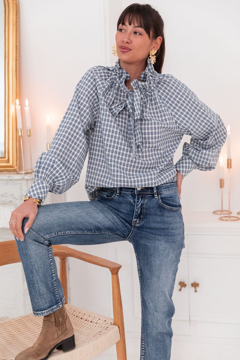 SIBÈLE Bleue - Blouse Carreaux