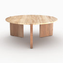 Table basse Sierra en travertin et bois D85 cm