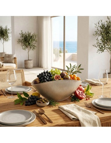 New Burano - Centre De Table - 38x11 Cm - Corde/Argent